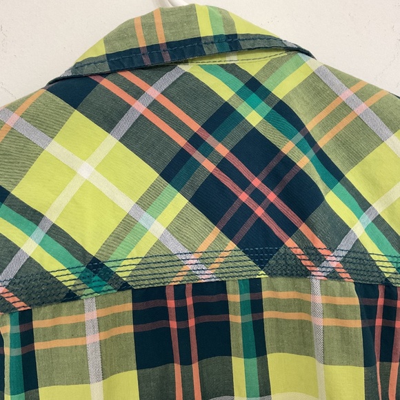BKE Men's Short Sleeve Green/Orange/White Plaid Shirt Standard Fit Size M - Picture 6 of 12